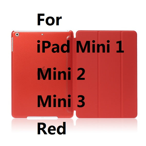 Ultra Slim Four Fold PU Leather with Crystal Hard Back Smart Stand Case Cover for iPad 2 iPad 3 iPad 4 Mini 1 2 3