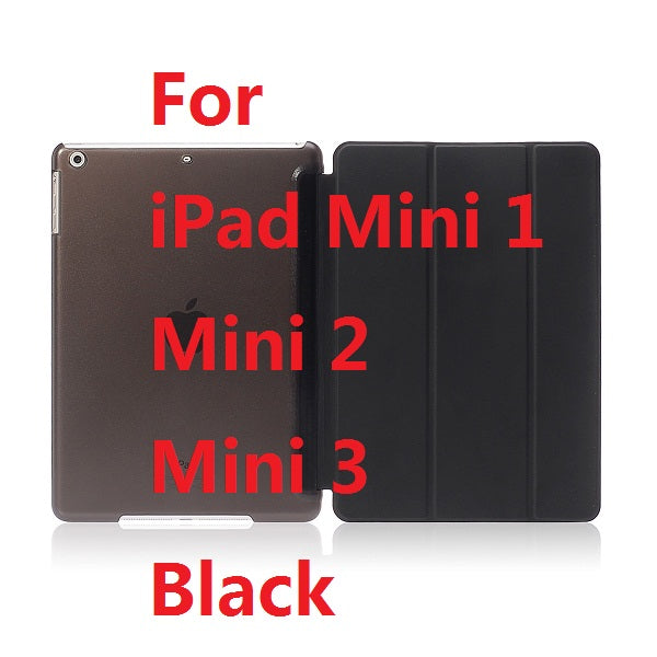 Ultra Slim Four Fold PU Leather with Crystal Hard Back Smart Stand Case Cover for iPad 2 iPad 3 iPad 4 Mini 1 2 3