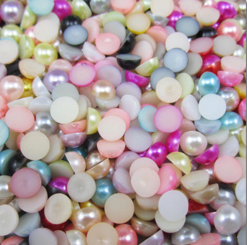 Hot Sale!Free Shipping 100Pcs/lot Size 8mm AB Colors Imitation Pearls Craft Half Round Flatback Beads DIY Decoration