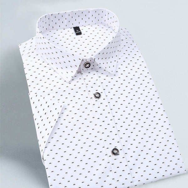 2016 New Men Shirts Brand Turn-down Collar Slim Fit Mens Chemise Homme Casual Summer beach Dot Shirt Short Sleeve Printed 5XL