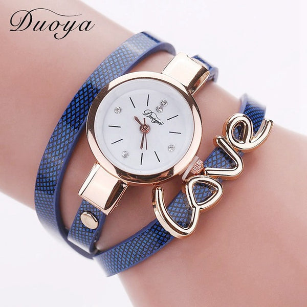 Duoya Luxury Fashion Thin Leather Bracelet Watch Women Gold Quartz Wristwatch Ladies Montre Female Women Girl Clock Watch