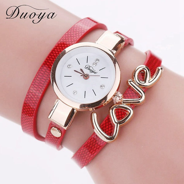 Duoya Luxury Fashion Thin Leather Bracelet Watch Women Gold Quartz Wristwatch Ladies Montre Female Women Girl Clock Watch