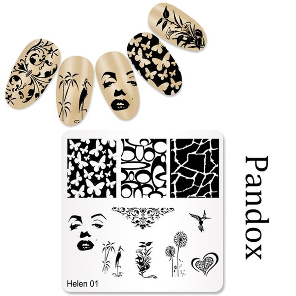 New Square 20 Styles Nail Art Stamp Stamping Plate 6cm Polish Design Print Manicure Nail Template Christmas Gift