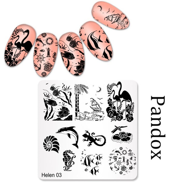 New Square 20 Styles Nail Art Stamp Stamping Plate 6cm Polish Design Print Manicure Nail Template Christmas Gift