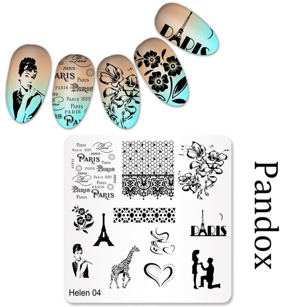 New Square 20 Styles Nail Art Stamp Stamping Plate 6cm Polish Design Print Manicure Nail Template Christmas Gift