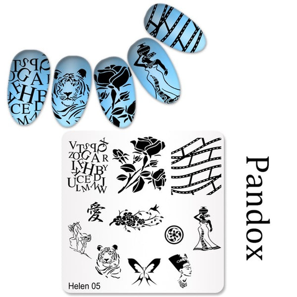 New Square 20 Styles Nail Art Stamp Stamping Plate 6cm Polish Design Print Manicure Nail Template Christmas Gift