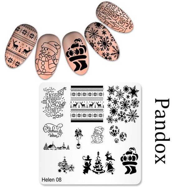 New Square 20 Styles Nail Art Stamp Stamping Plate 6cm Polish Design Print Manicure Nail Template Christmas Gift