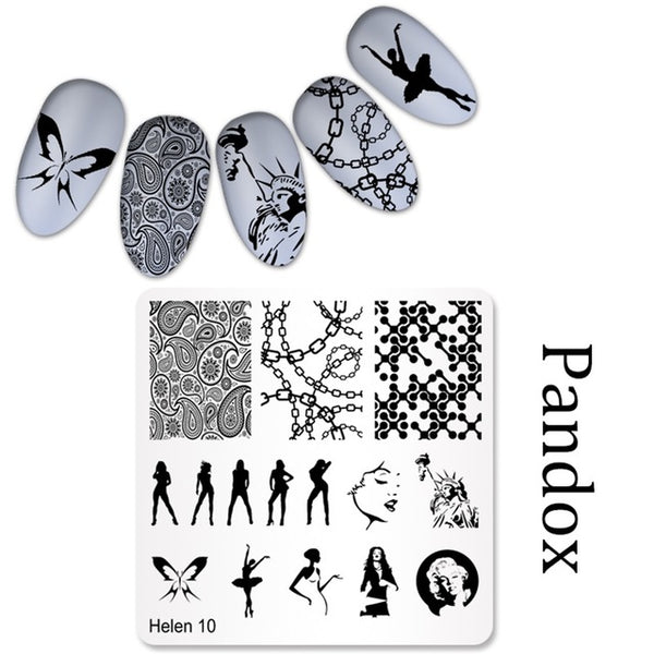 New Square 20 Styles Nail Art Stamp Stamping Plate 6cm Polish Design Print Manicure Nail Template Christmas Gift