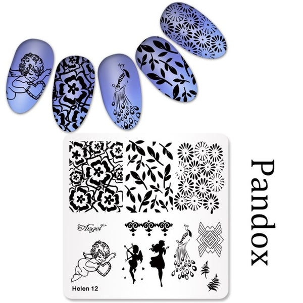 New Square 20 Styles Nail Art Stamp Stamping Plate 6cm Polish Design Print Manicure Nail Template Christmas Gift