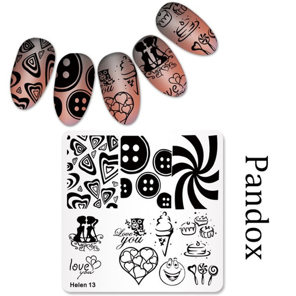 New Square 20 Styles Nail Art Stamp Stamping Plate 6cm Polish Design Print Manicure Nail Template Christmas Gift