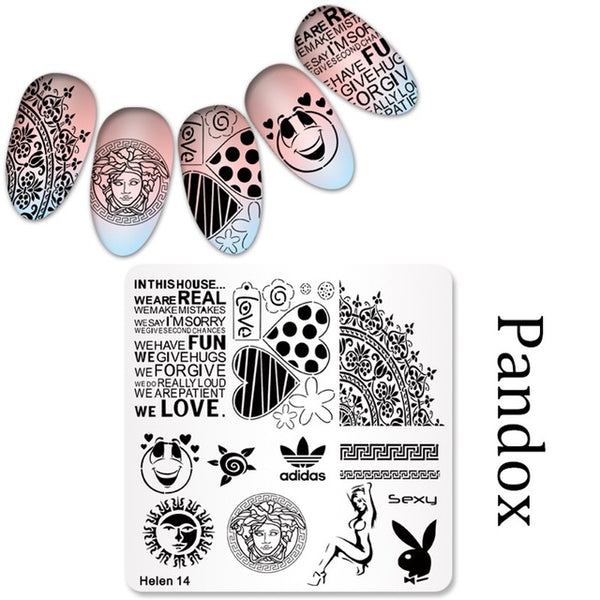 New Square 20 Styles Nail Art Stamp Stamping Plate 6cm Polish Design Print Manicure Nail Template Christmas Gift