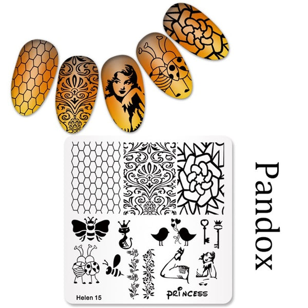 New Square 20 Styles Nail Art Stamp Stamping Plate 6cm Polish Design Print Manicure Nail Template Christmas Gift