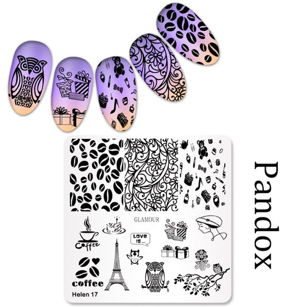 New Square 20 Styles Nail Art Stamp Stamping Plate 6cm Polish Design Print Manicure Nail Template Christmas Gift