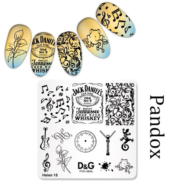 New Square 20 Styles Nail Art Stamp Stamping Plate 6cm Polish Design Print Manicure Nail Template Christmas Gift