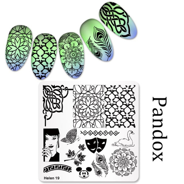 New Square 20 Styles Nail Art Stamp Stamping Plate 6cm Polish Design Print Manicure Nail Template Christmas Gift