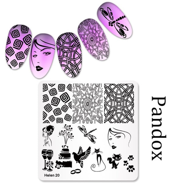 New Square 20 Styles Nail Art Stamp Stamping Plate 6cm Polish Design Print Manicure Nail Template Christmas Gift