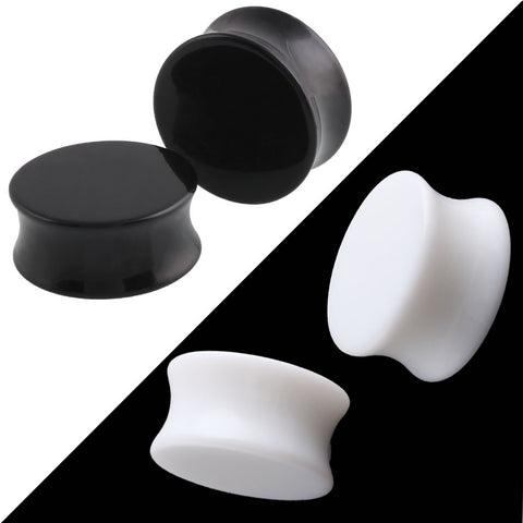 1Pc  Punk Acrylic  Ear Plugs Tunnel 3-30mm Black White Organic Cymophanite Earring Gauges Ear Piercing Ear Flare Flesh Expander