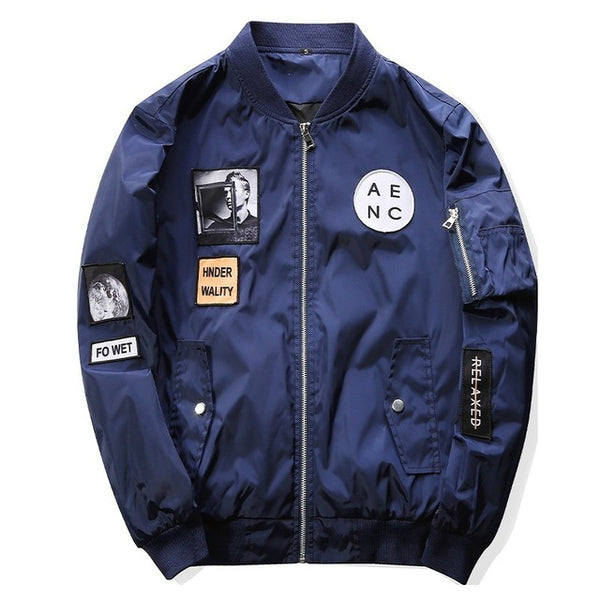 Grandwish 2017 New Men Bomber Jacket Hip Hop Patch Designs Slim Fit Pilot Bomber Jacket Coat Men Jackets Plus Size 4XL,PA573