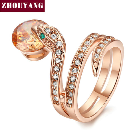 Top Quality ZYR149 Snake Show Bead Ring Rose Gold Color Austrian Crystals Full Sizes Wholesale