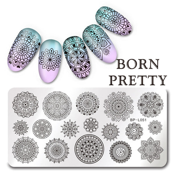 1Pc BORN PRETTY Rectangle Nail Stamping Template Negative Space Geo Flower Stamp Nail 12*6cm Nail Stamping Plate 10 Patterns