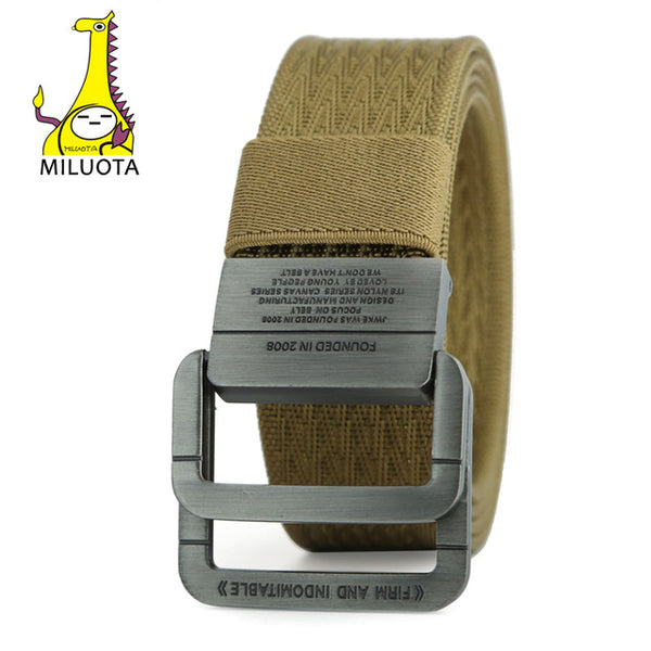 [MILUOTA] 2016 Military Equipment Tactical Belt Man Double Ring Buckle Thicken Canvas Belts for Men Waistband MU035