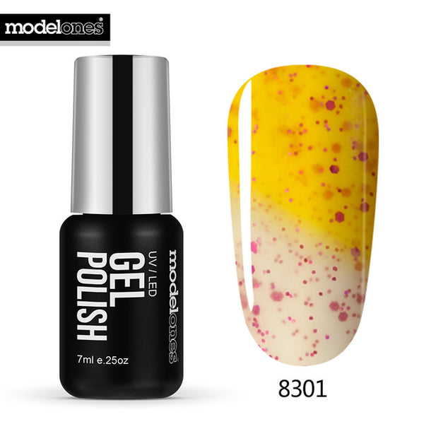 Modelones 7ML Thermal Temperature Change Color Nail Gel Polish Soak Off UV Chameleon Gel Polish Led Nail Polish Hot Yellow Gel