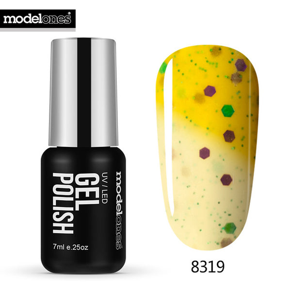 Modelones 7ML Thermal Temperature Change Color Nail Gel Polish Soak Off UV Chameleon Gel Polish Led Nail Polish Hot Yellow Gel