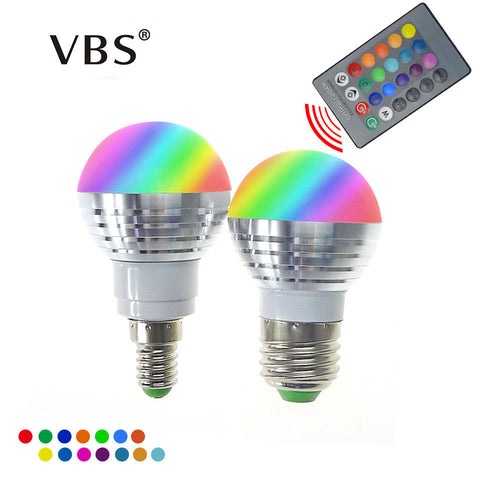 LED RGB Bulb Lamp E27 E14 AC85-265V 3W LED RGB Spot Blubs Light Magic Holiday RGB lighting+IR Remote Control 16 Colors