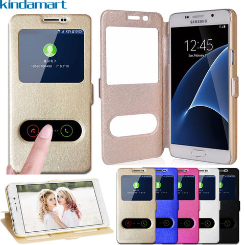 Window View Flip Cover Case For Samsung Galaxy J3 J5 J7 J1 2016 J2 Prime A3 A5 A7 2016 J5 J7 Pro 2017 Case Quick Answer Cover
