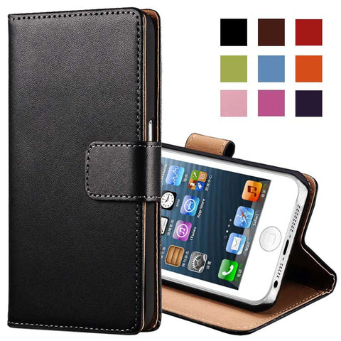 Genuine Leather Case for iPhone 5 5S SE Flip Wallet TOMKAS Stand Design with Card Slot Phone Case For iPhone 5S Cases Coque