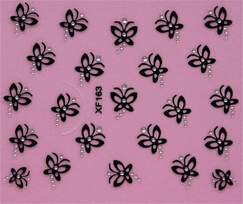 black 3D DIY butterfly design Water Transfer Nails Art Sticker decals lady women manicure tools Nail Wraps Decals XF163