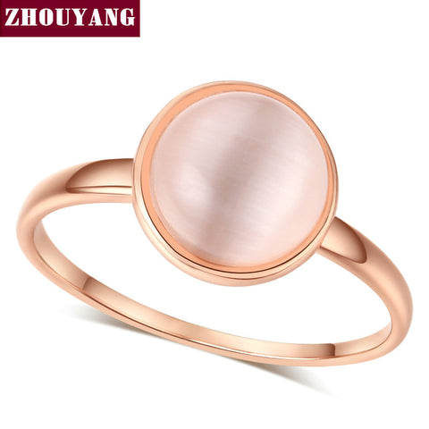 Top Quality ZYR153 Concise Cat's Eye Stone Ring Rose Gold Color Austrian Crystals Full Sizes Wholesale