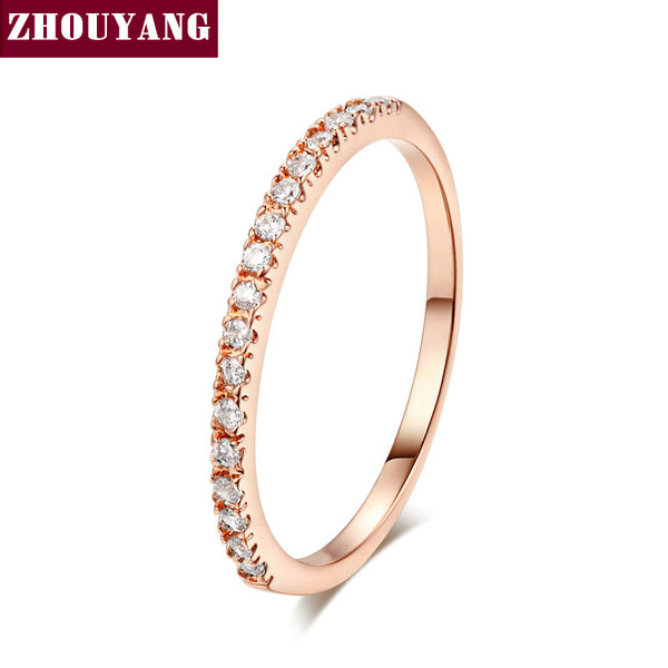 Top Quality Gold Concise Classical CZ Wedding Ring Rose Gold Color Austrian Crystals Wholesale ZYR132 ZYR133