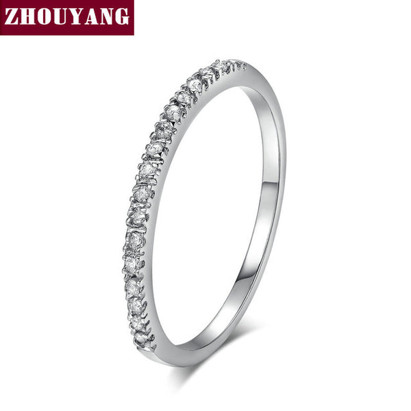 Top Quality Gold Concise Classical CZ Wedding Ring Rose Gold Color Austrian Crystals Wholesale ZYR132 ZYR133
