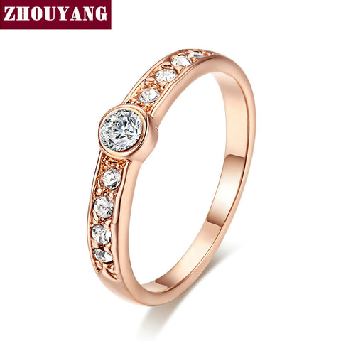 Top Quality ZYR172 Concise Crystal Ring Rose Gold Color Austrian Crystals Full Sizes Wholesale
