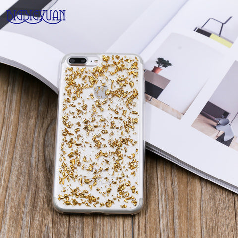 New Gold Bling Paillette Sequin Skin Clear Luxury Soft TPU Case For iPhone 6 6S Plus 5 5S SE Slim Rubber Back Cover 7 7Plus