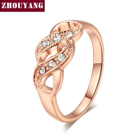 Top Quality ZYR334 Wave Shape Rose Gold Color Wedding Ring Austrian Crystals Full Sizes Wholesale