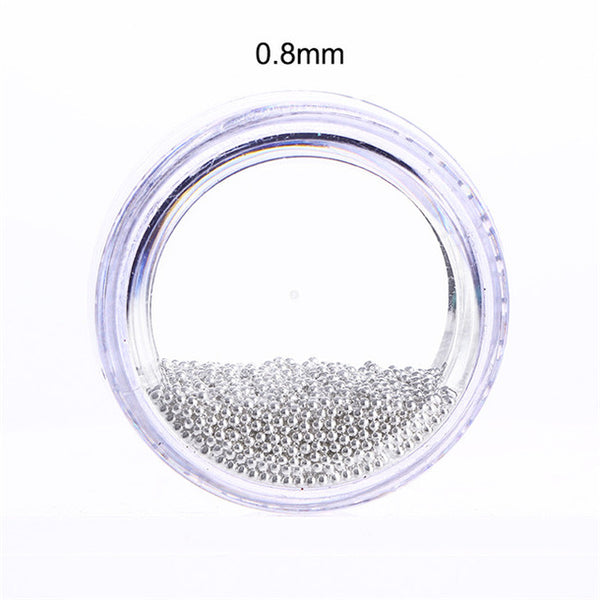 1 Box Silver Steel Bead 3D Nail Decoration 0.8mm/1.0mm/1.2mm/1.5mm Manicure Nail Art Decoration