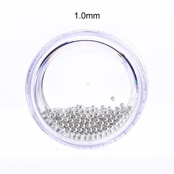 1 Box Silver Steel Bead 3D Nail Decoration 0.8mm/1.0mm/1.2mm/1.5mm Manicure Nail Art Decoration