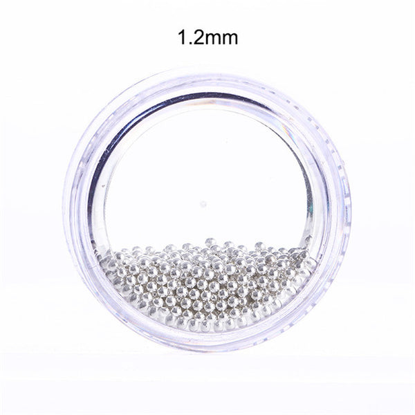 1 Box Silver Steel Bead 3D Nail Decoration 0.8mm/1.0mm/1.2mm/1.5mm Manicure Nail Art Decoration