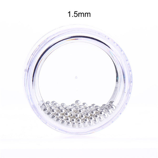 1 Box Silver Steel Bead 3D Nail Decoration 0.8mm/1.0mm/1.2mm/1.5mm Manicure Nail Art Decoration