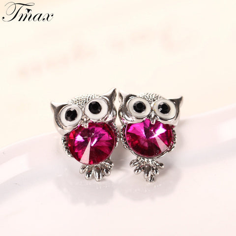 Tengmaxi Brand Jewelry Crystal Owl Stud Earrings For Women Vintage Gold-Color Animal Statement Earrings Brincos Free Shipping