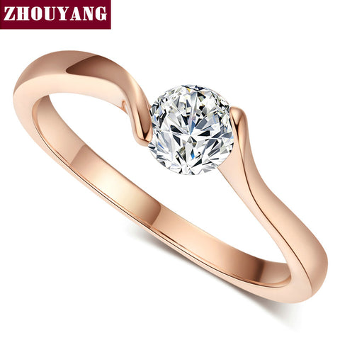 Top Quality Concise Crystal Ring Rose Gold Color Austrian Crystals Full Sizes Wholesale ZYR239 ZYR422