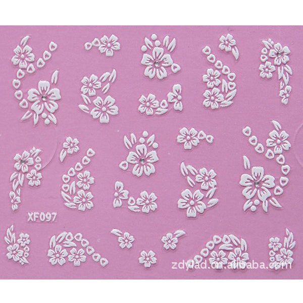 fashion 3D flower design Water Transfer Nails Art Sticker decals lady women manicure tools Nail Wraps Decals wholesale XF097