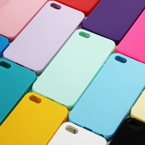 Cute Solid Candy Color TPU Rubber Case for iPhone 5 5S SE 6 6S Plus 7 7+Plus Silicone Soft Back Cover Case