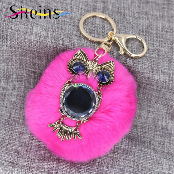 Hang Bag Lovely Ball Keychain The Owl Car Accessories Fashion Lady Metal Key Chain Creative Tide