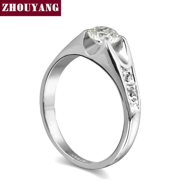 Top Quality ZYR249 Cubic Zirconia Wedding Jewelry Ring Rose Gold Color For Women Austrian Crystal Full Sizes Wholesale