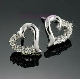 Top Quality ZYE327 Hollow Heart Half Of Crystal Silver Color Stud Earrings Jewelry Genuine Austrian Crystal Wholesale