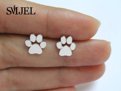 SMJEL  New Accessories Fashion bijoux Tiny Pug jewelry Cute Cat Print Earrings for Women Dog Paw Studs Earrings brincos 2017