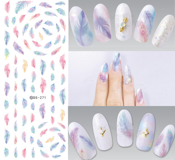 Rocooart DS255 DIY Water Transfer Nails Art Sticker Colorful Purple Fantacy Flowers Nail Stickers Wraps Foil Sticker manicure